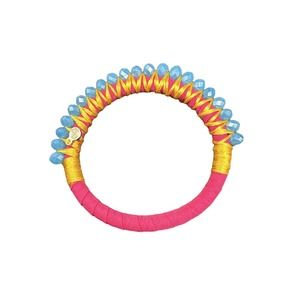 Sankalpa Bangle Bracelet. Pink, Yellow, Blue Beads. New Without Tags.